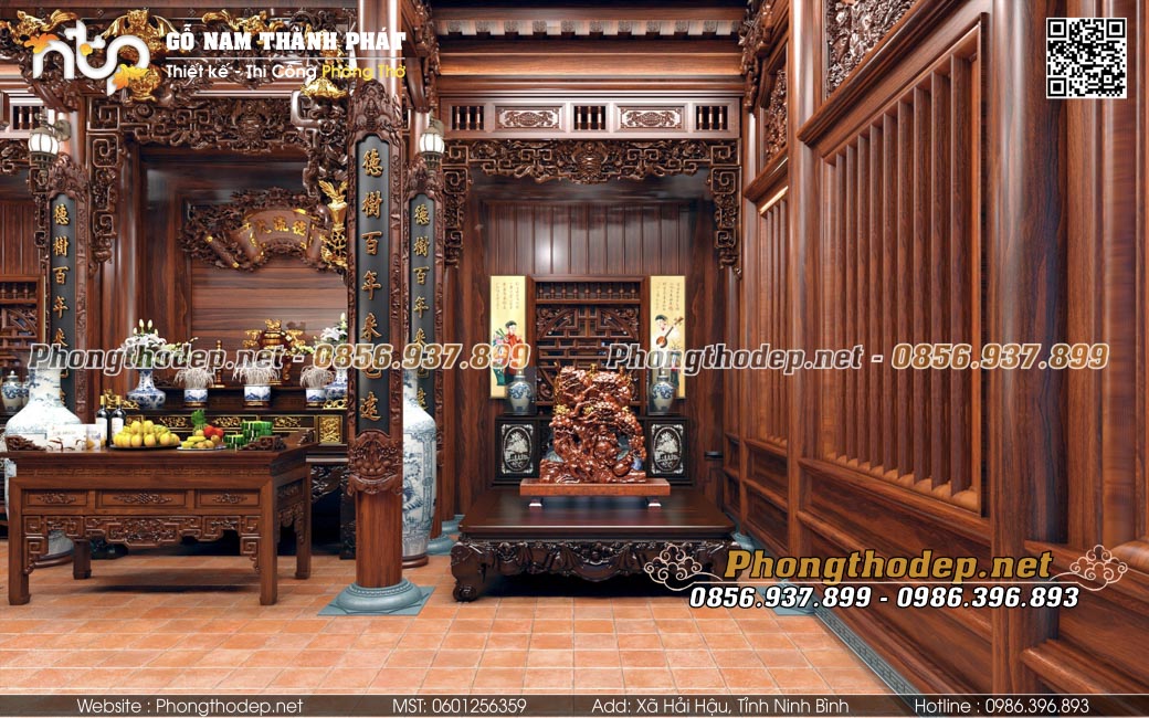 Bộ tủ chè huyền thoại trong nhà gỗ cổ truyền